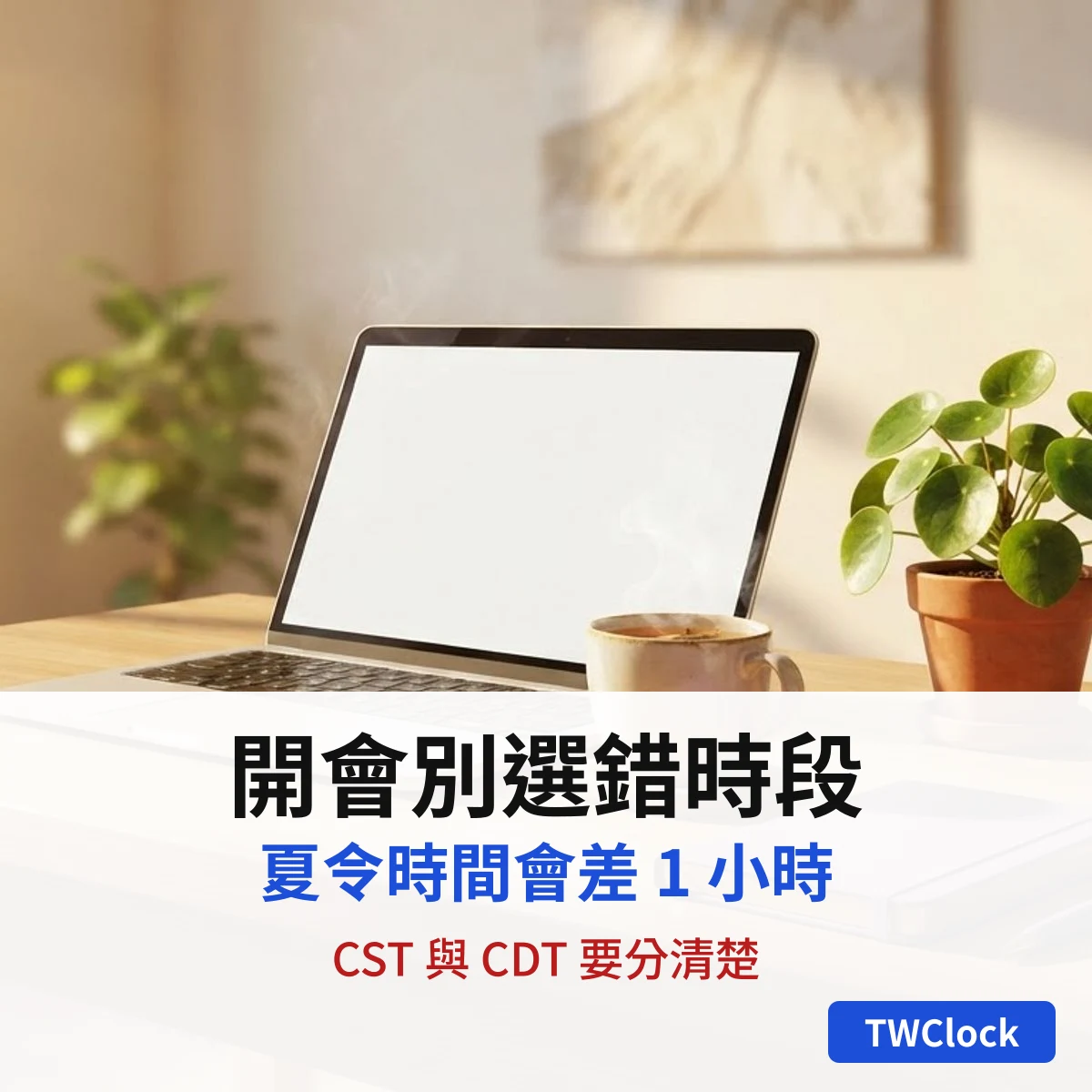 開著的筆記型電腦與茶，提醒開會別選錯時段