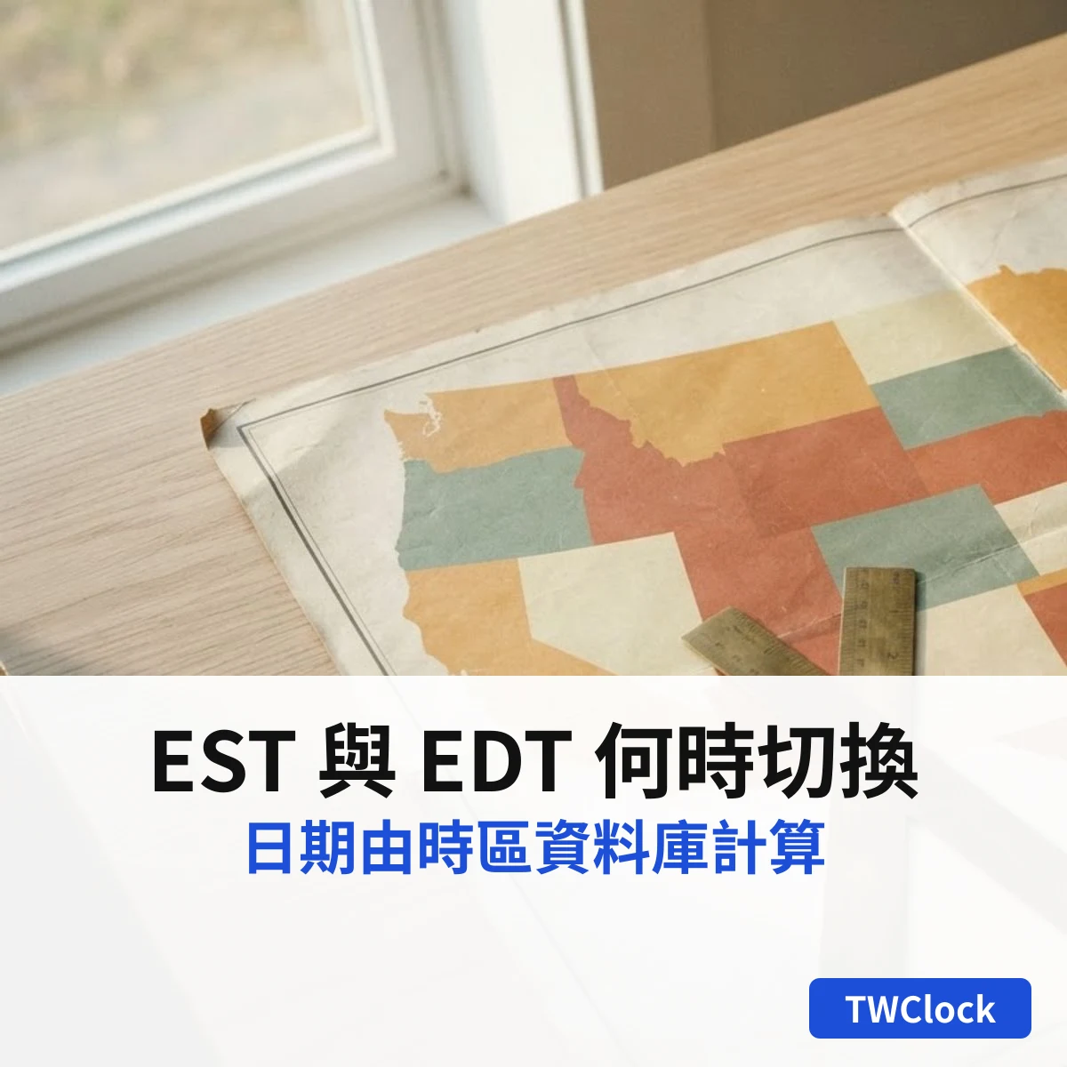 美國地圖與尺,說明 EST 與 EDT 的切換日期