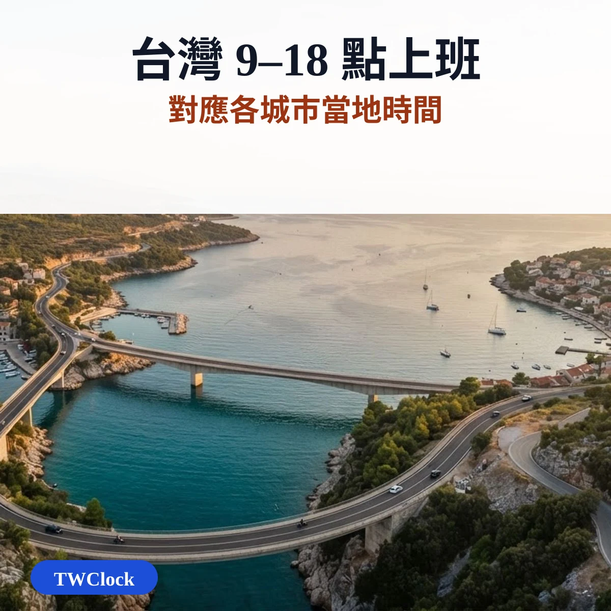 台灣 9–18 點上班對應各城市當地時間